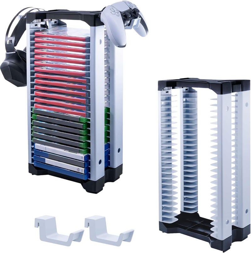 Mcbazel Video Game Storage Stand Tower for PS5/PS4/NS Switch/Switch2/Xbox, Video Game Disk Storage & Controller Headset Holder Kit, Game Disc Holder Vertical Stand Organizer Tower - Image 1